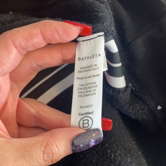 Athleta Soft Black and White Striped Fleece Lined Comfy Sweatshirt - Picture 6 of 6